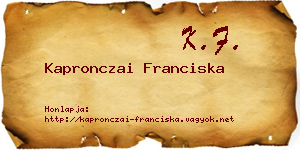 Kapronczai Franciska névjegykártya