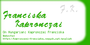 franciska kapronczai business card